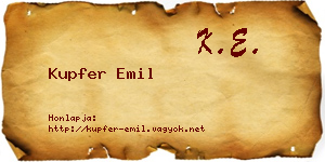 Kupfer Emil névjegykártya